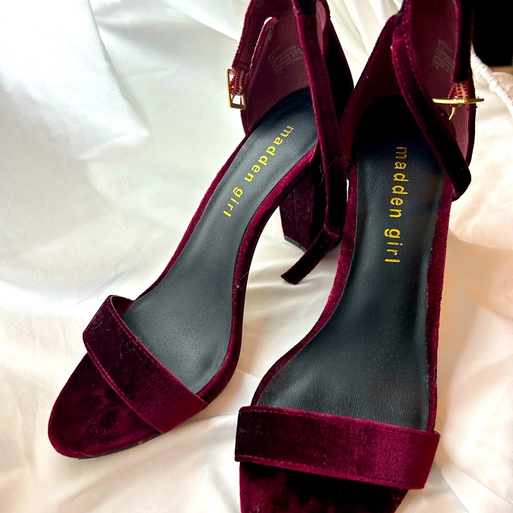 Velvet platform heels